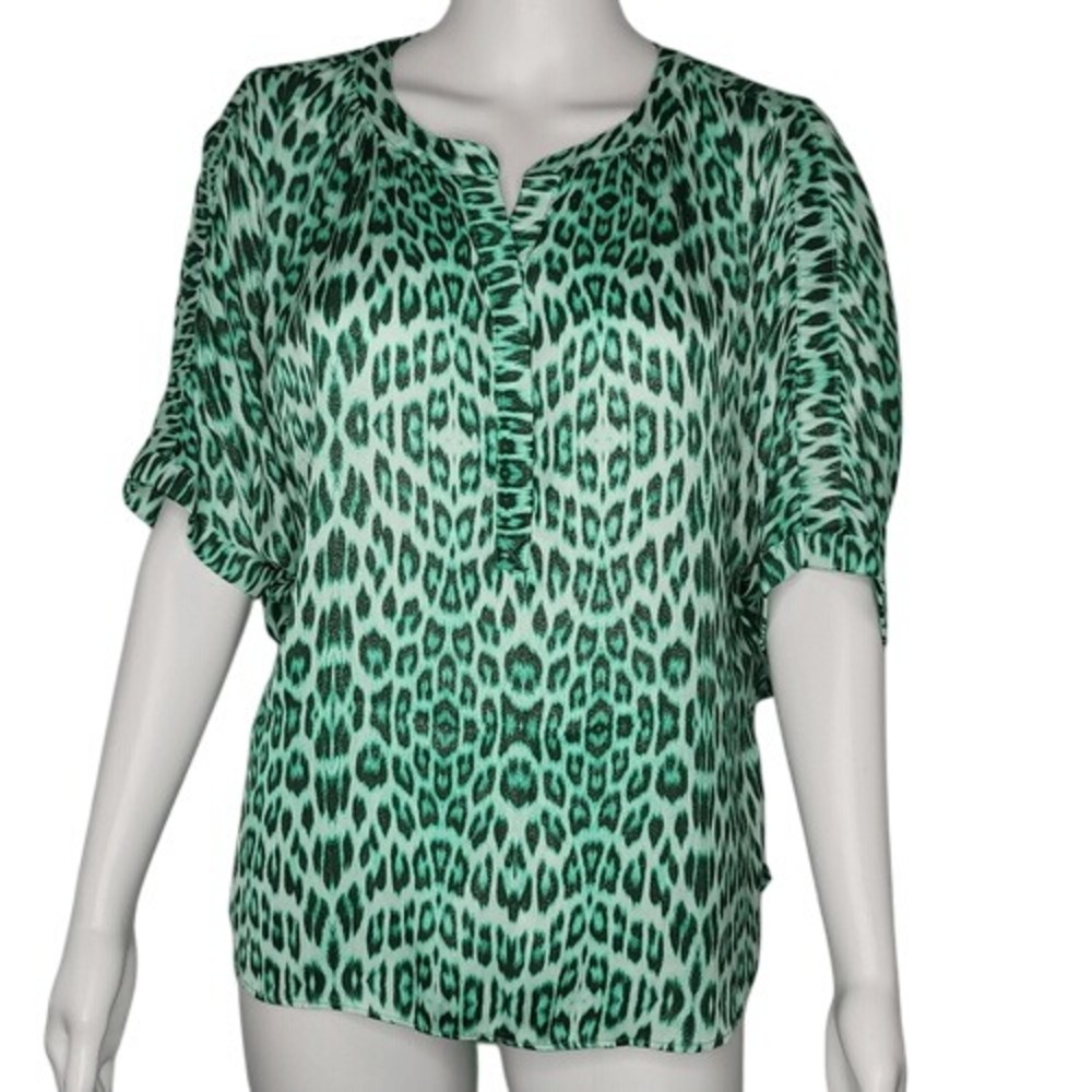 Jennifer Lopez Green Animal Print Blouse